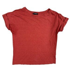 Mario Serrani Italy Textured Fabric TShirt Red Cotton Viscose Small